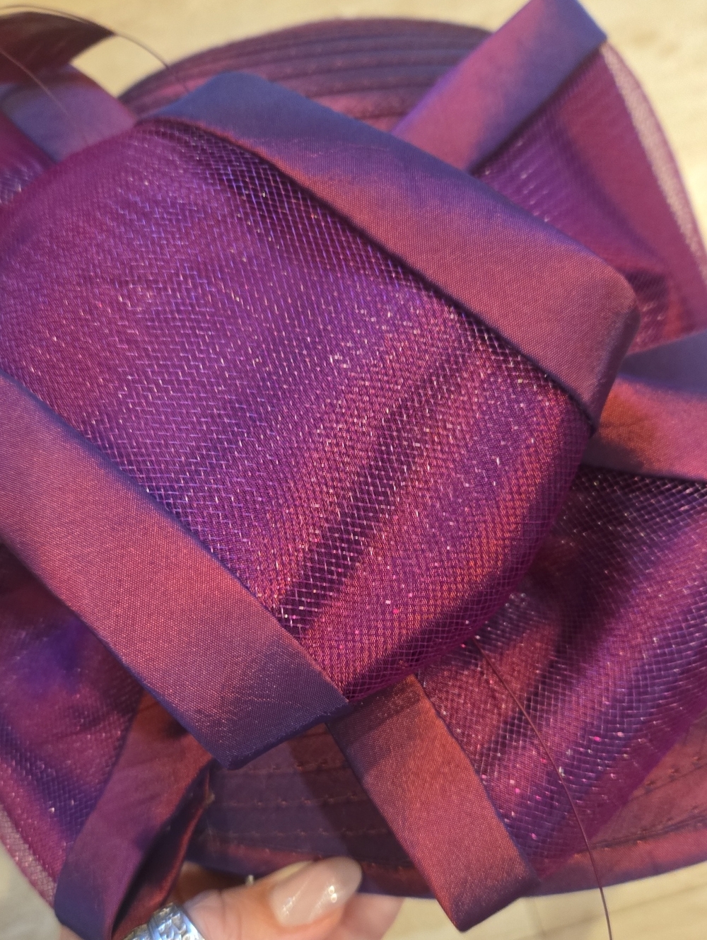 Giovannio New York Purple Iridescent Ribbon/Feather Accent Hat - Picture 2 of 11